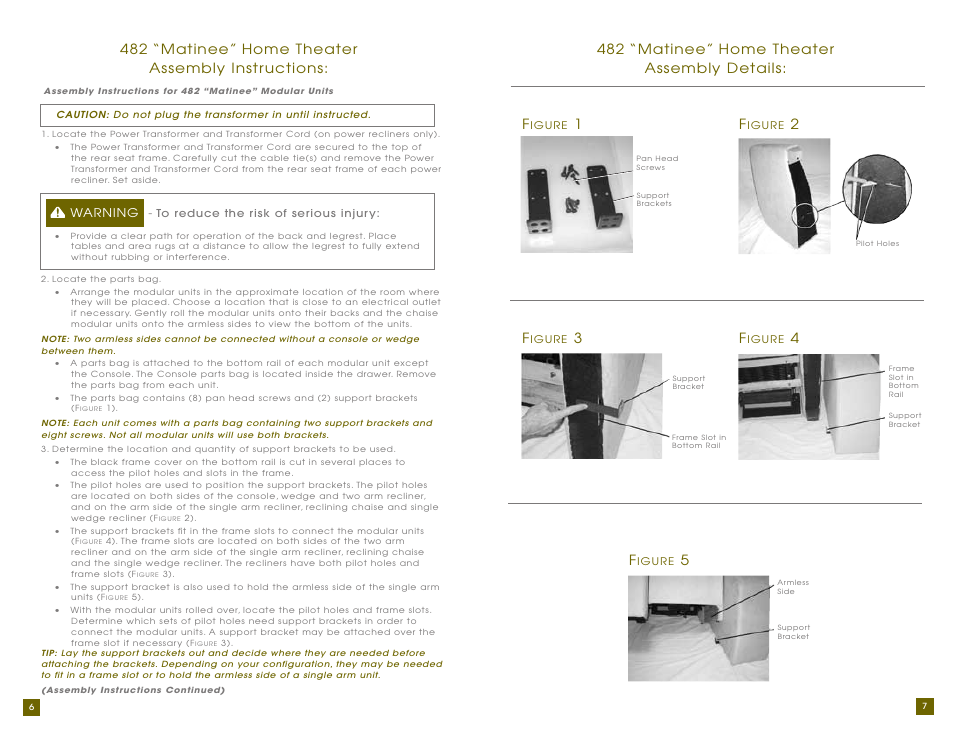4482 “matinee” home theater assembly details | La-Z-Boy Home Theater User Manual | Page 4 / 38