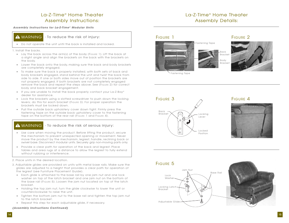 La-z-time, Home theater assembly instructions: f, 4la-z-time | Home theater assembly details | La-Z-Boy Home Theater User Manual | Page 8 / 38