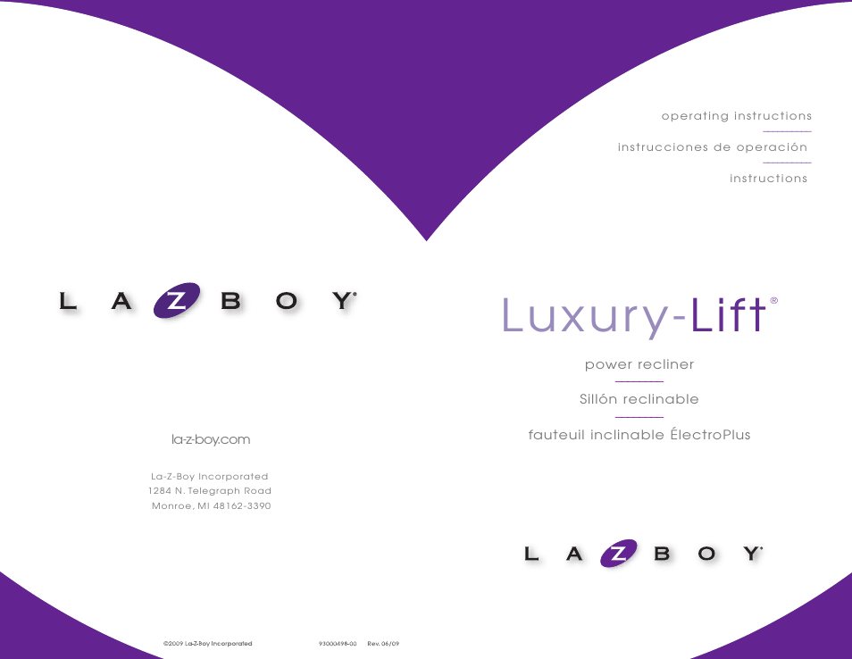 La-Z-Boy Luxury-Lift Power Recliner User Manual | 26 pages