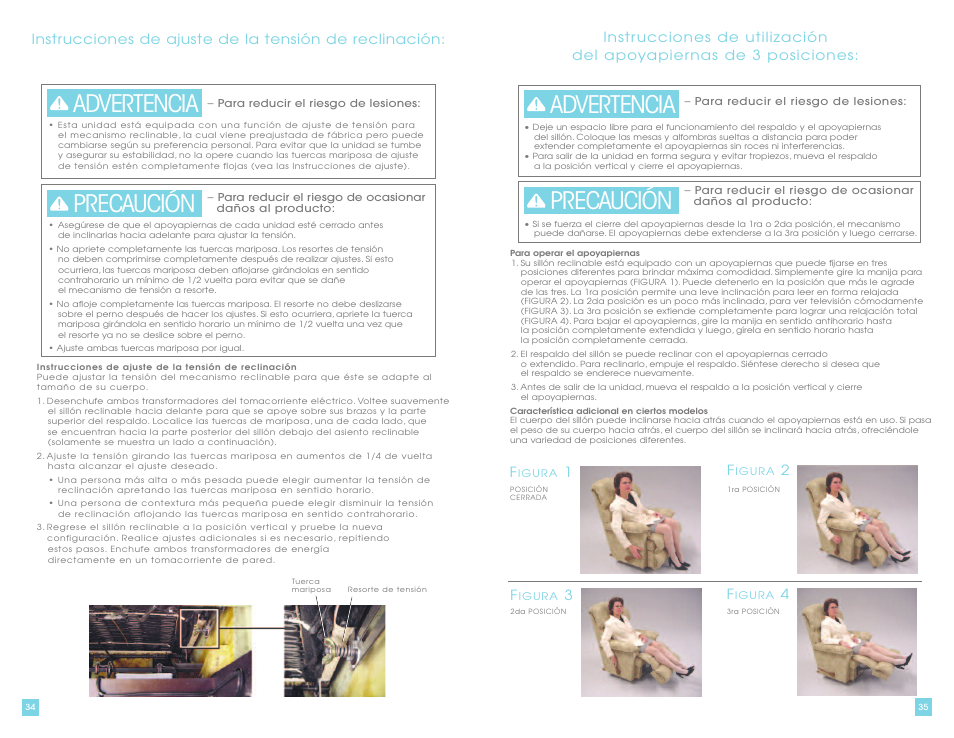 Advertencia precaución | La-Z-Boy La-Z-Touch Cooler Recliner with Massage & Heat prior to 11/27/2011 User Manual | Page 18 / 28