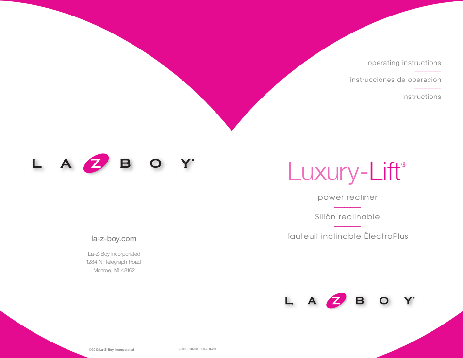 La-Z-Boy Luxury-Lift Power Recliner User Manual | 38 pages