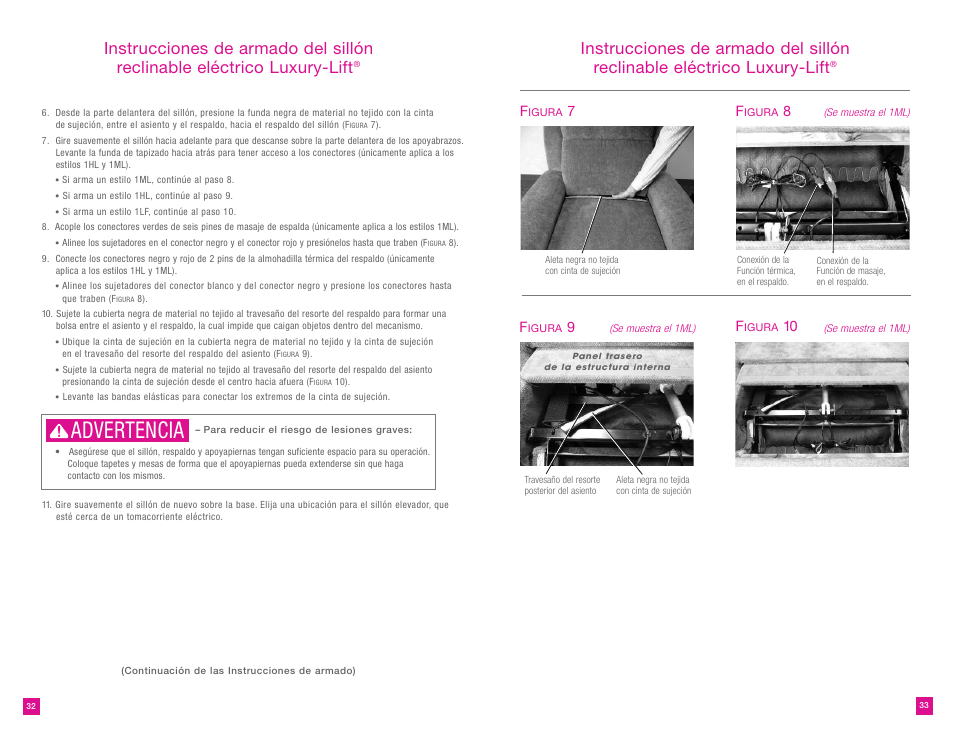 Advertencia, 10 f | La-Z-Boy Luxury-Lift Power Recliner User Manual | Page 17 / 38