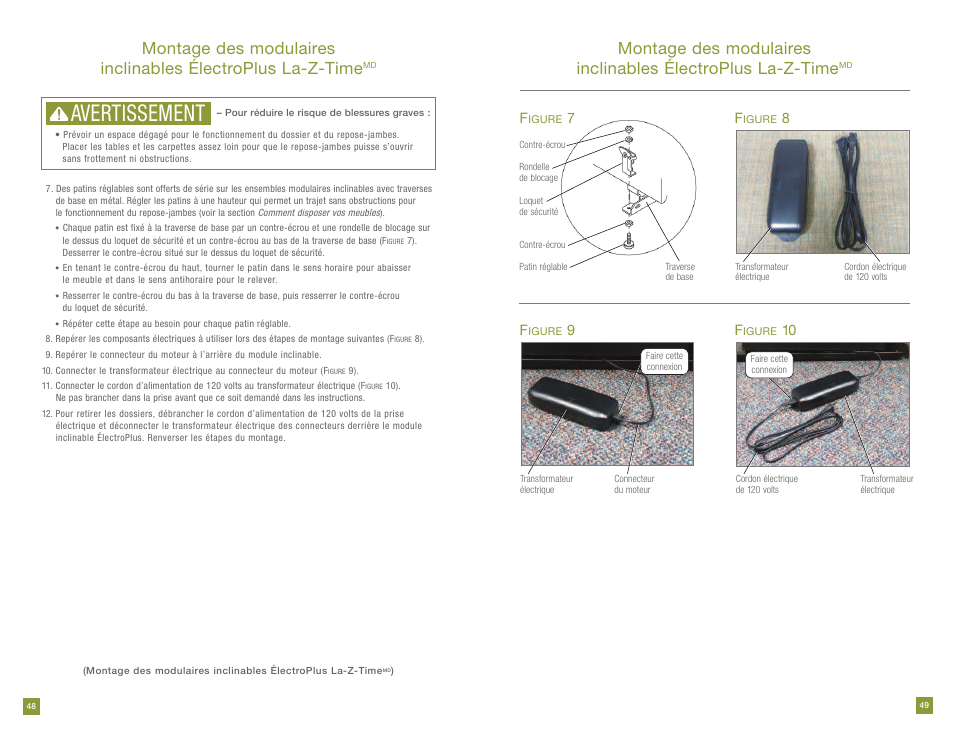 Avertissement | La-Z-Boy Power Recline prior to 11/28/2011 User Manual | Page 25 / 28