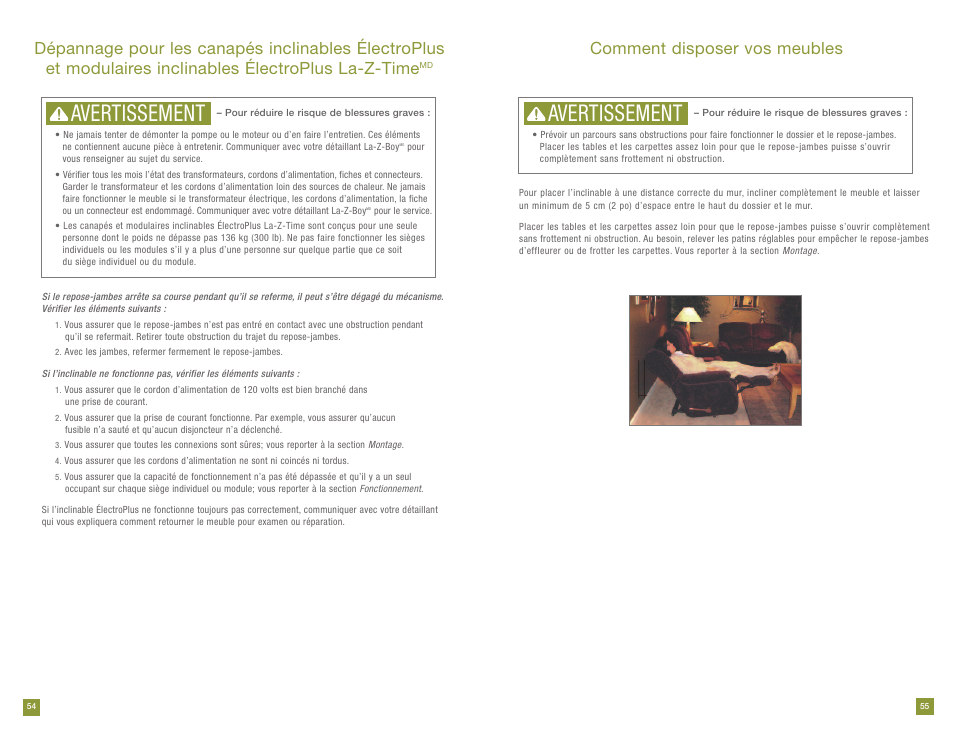 Avertissement, Comment disposer vos meubles | La-Z-Boy Power Recline prior to 11/28/2011 User Manual | Page 28 / 28
