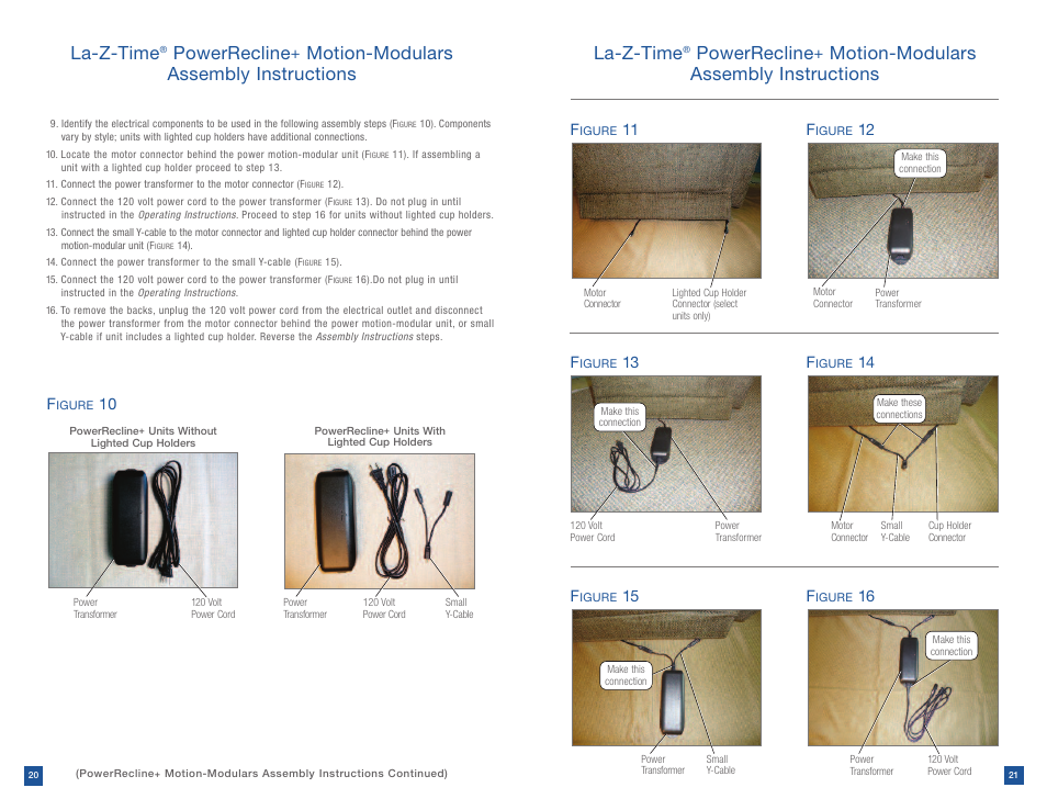 La-z-time, Powerrecline, Motion-modulars assembly instructions la-z-time | Motion-modulars assembly instructions, 11 f, 12 f, 13 f, 14 f, 15 f | La-Z-Boy Power Recline after 12/31/2012 User Manual | Page 11 / 46