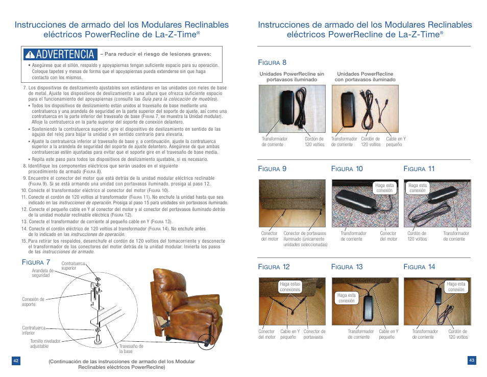 Advertencia, 11 f | La-Z-Boy Power Recline after 12/31/2012 User Manual | Page 22 / 46