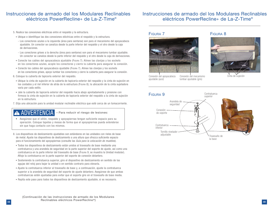 Advertencia, De la-z-time | La-Z-Boy Power Recline after 12/31/2012 User Manual | Page 25 / 46