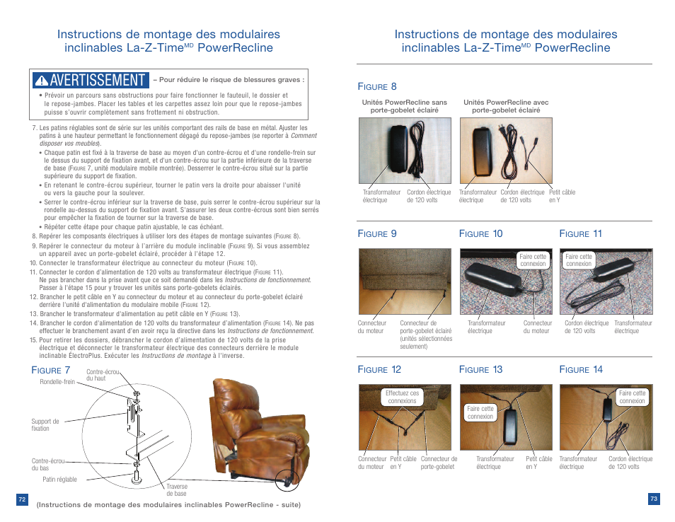 Avertissement, Powerrecline, 11 f | La-Z-Boy Power Recline after 12/31/2012 User Manual | Page 37 / 46