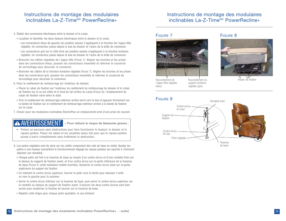 Avertissement, Powerrecline | La-Z-Boy Power Recline after 12/31/2012 User Manual | Page 40 / 46