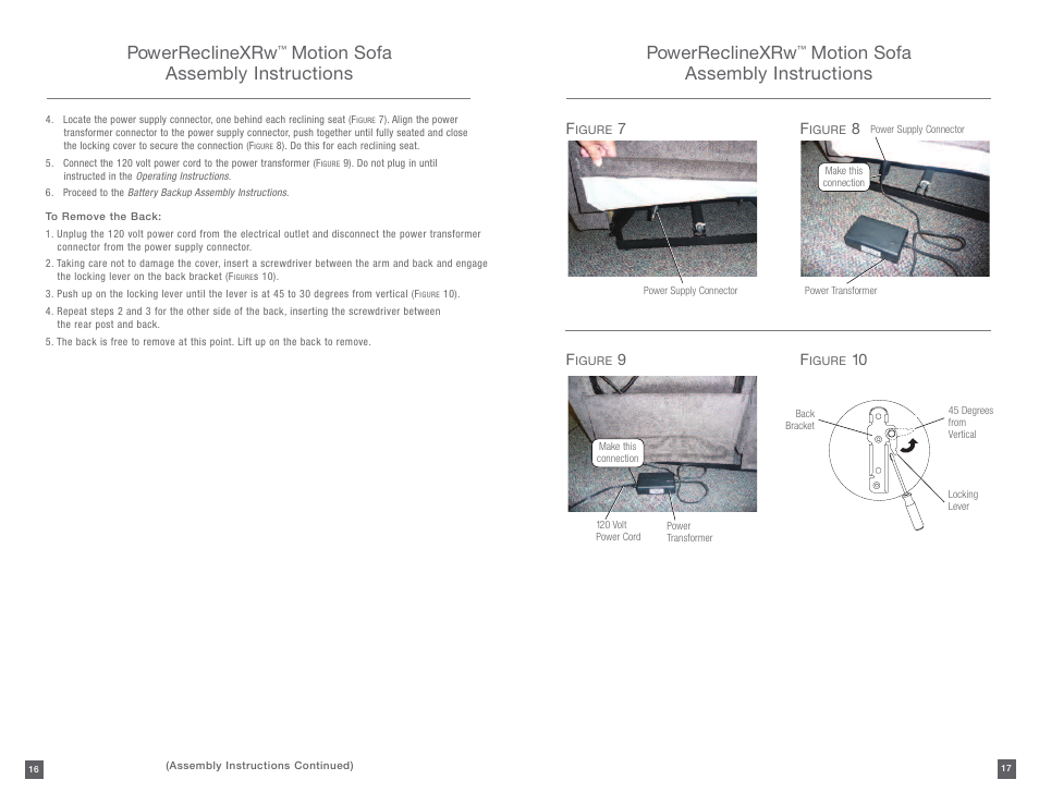 Powerreclinexrw, Motion sofa assembly instructions powerreclinexrw, Motion sofa assembly instructions | La-Z-Boy PowerReclineXR after 01/19/2015 User Manual | Page 9 / 15