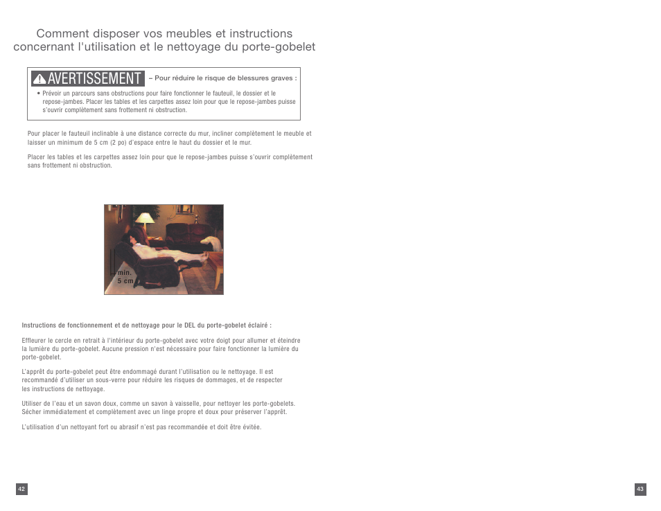 Avertissement | La-Z-Boy PowerReclineXR 12/31/2012-08/10/2014 User Manual | Page 22 / 22