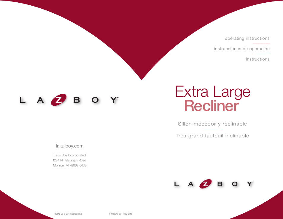 La-Z-Boy Extra Large Recliner User Manual | 16 pages