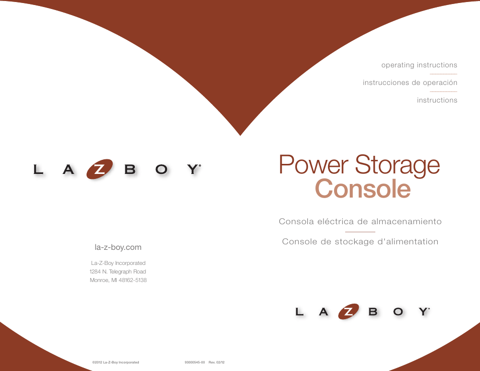 La-Z-Boy Power Storage Console prior to 12/31/2012 User Manual | 16 pages