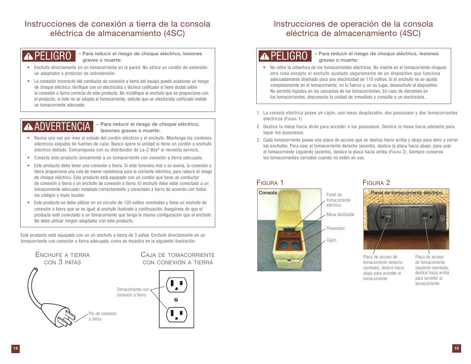 Peligro advertencia peligro | La-Z-Boy Power Storage Console after 12/31/2012 User Manual | Page 10 / 16