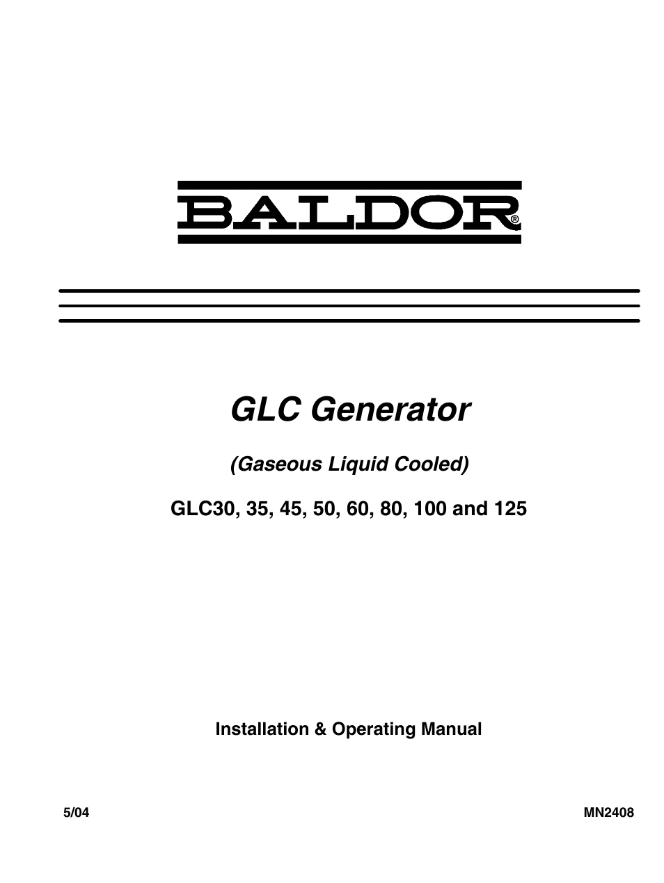 Baldor GLC GENERATOR GLC45 User Manual | 112 pages