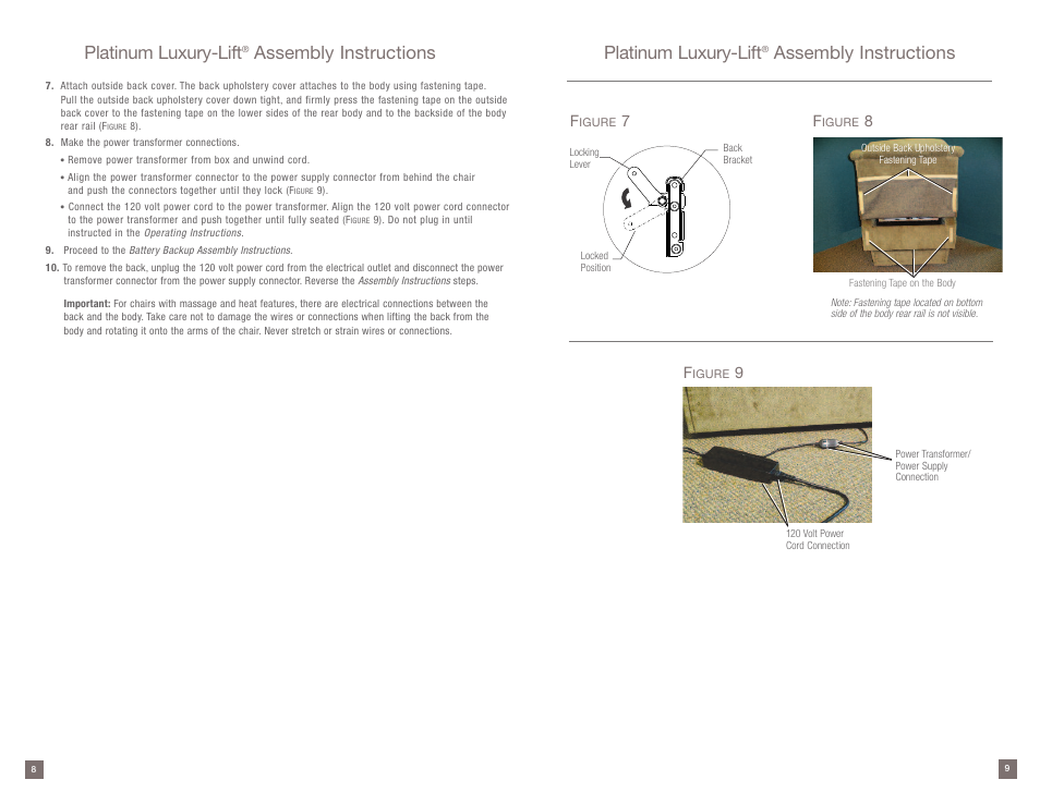 Platinum luxury-lift, Assembly instructions platinum luxury-lift, Assembly instructions | La-Z-Boy Platinum Luxury-Lift Power Recliner User Manual | Page 5 / 38
