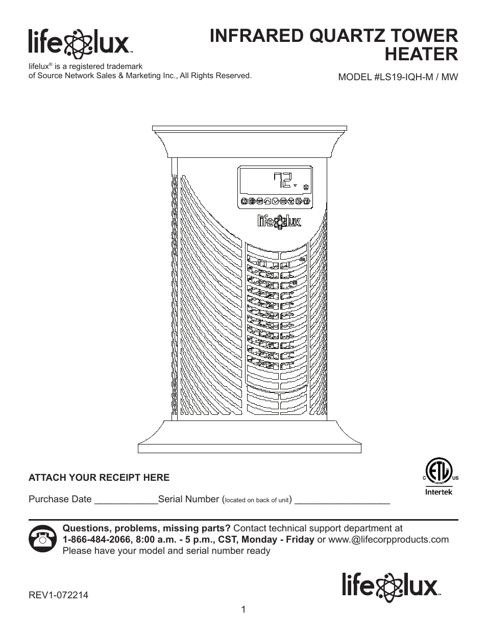 Lifelux Lifesmart LS19-IQH-MW User Manual | 16 pages