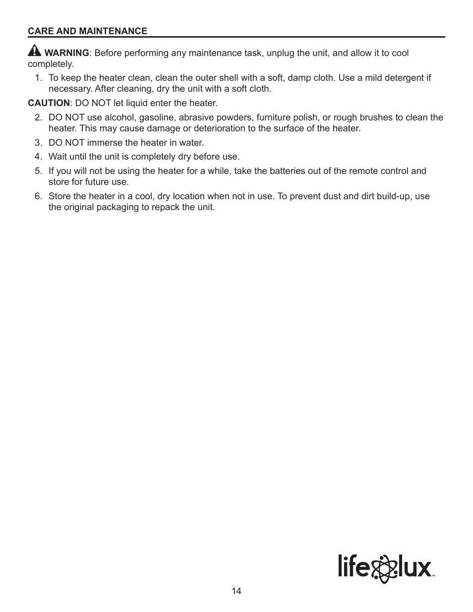 Lifelux Lifesmart LS19-IQH-MW User Manual | Page 14 / 16