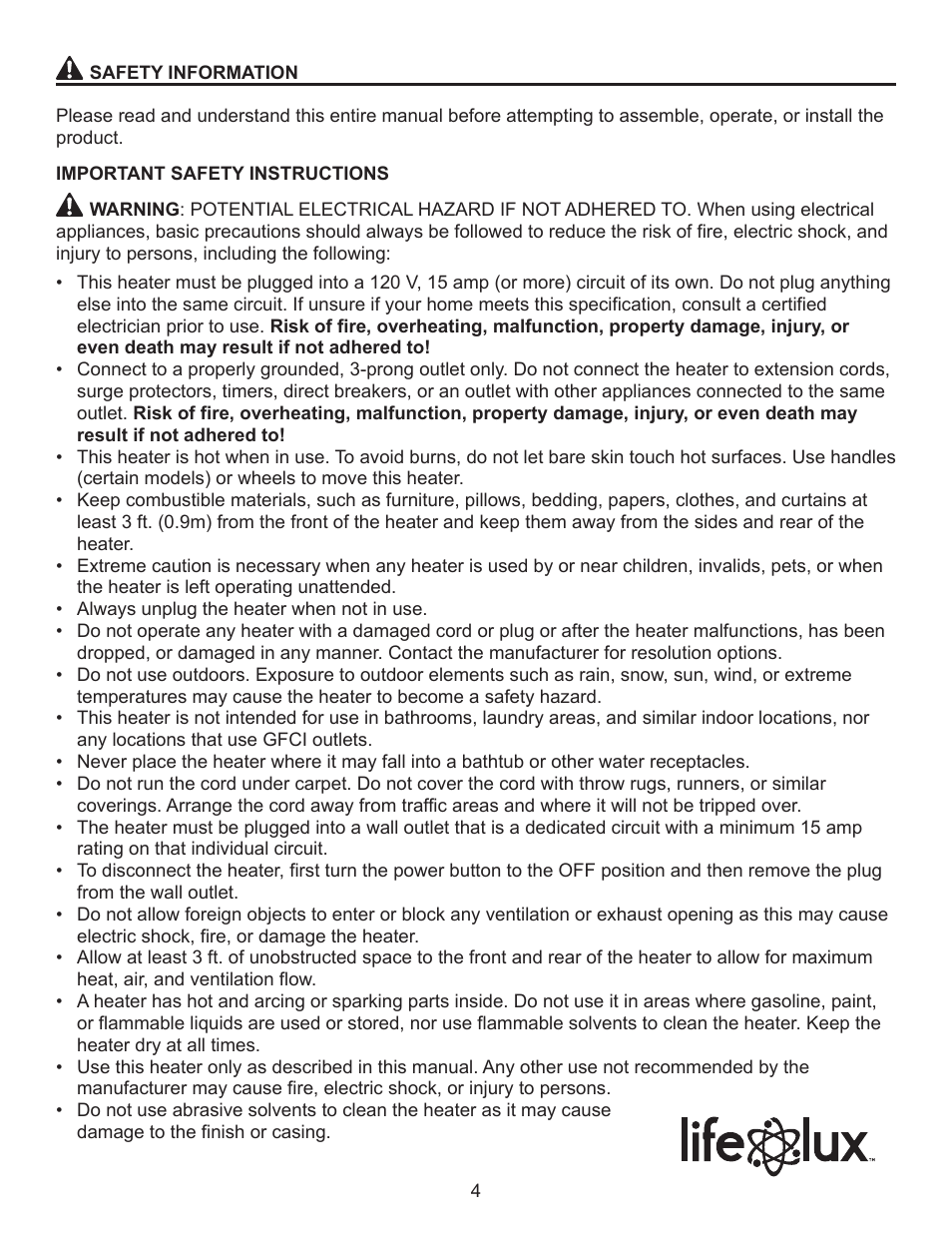 Lifelux Lifesmart LS19-IQH-MW User Manual | Page 4 / 16