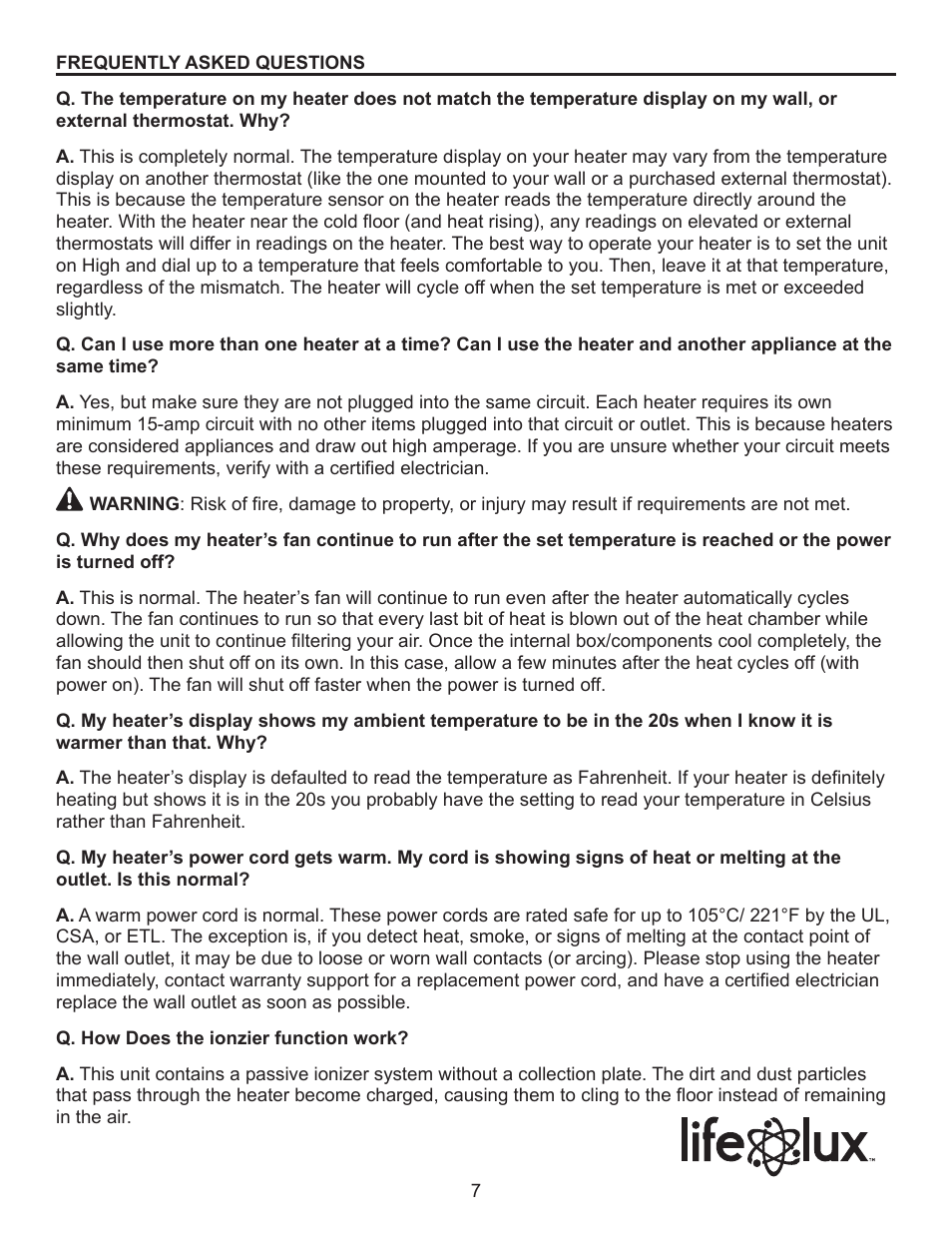 Lifelux Lifesmart LS19-IQH-MW User Manual | Page 7 / 16