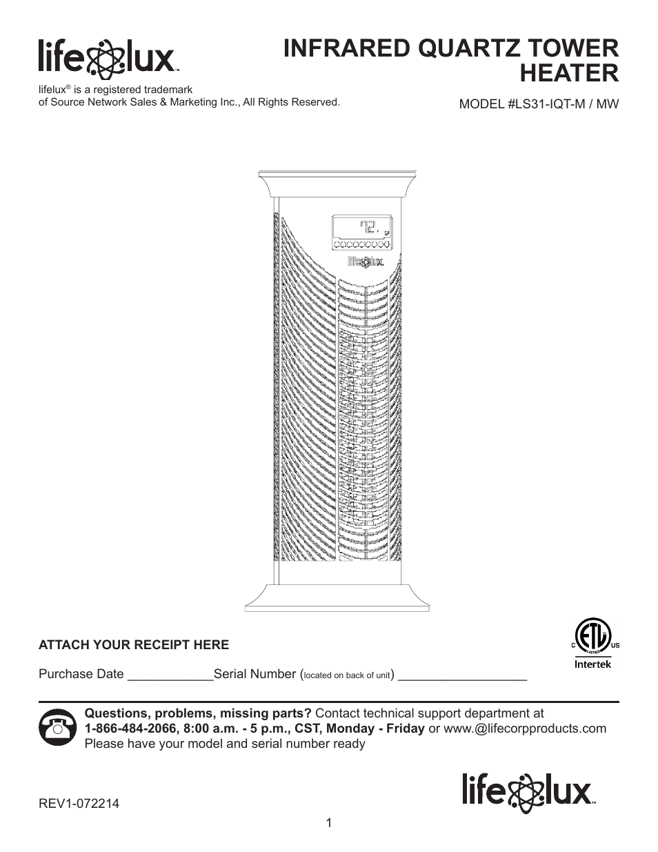 Lifelux Lifesmart LS31-IQT-MW User Manual | 16 pages