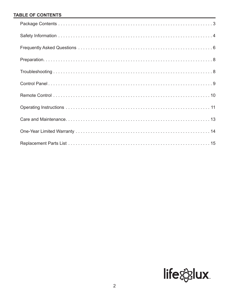 Lifelux Lifesmart LS31-IQT-MW User Manual | Page 2 / 16