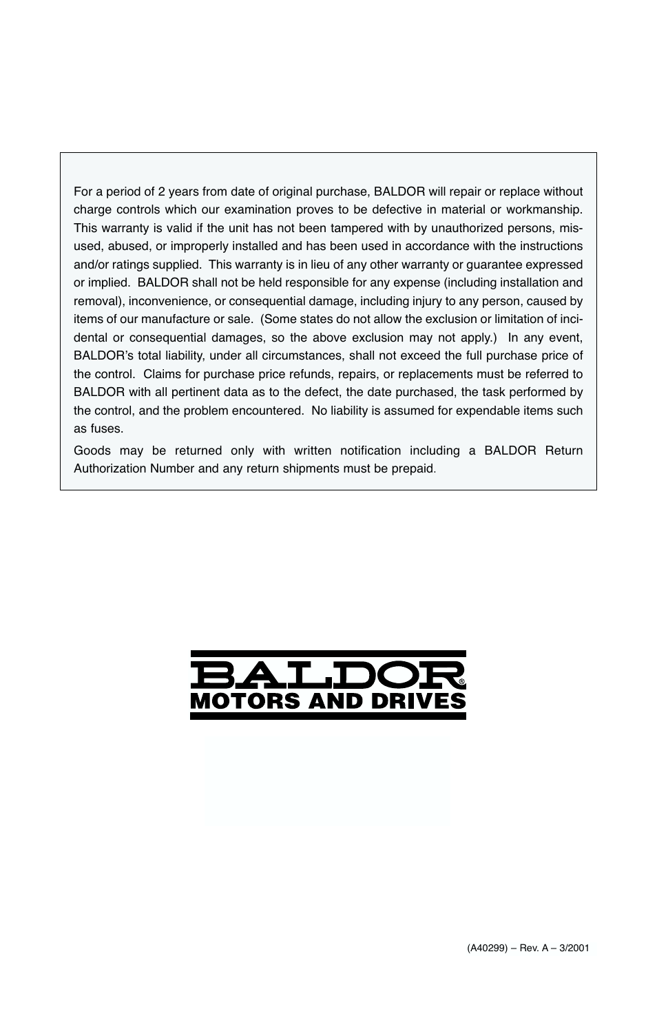 Baldor Series 5 Inverter IP-65 User Manual | Page 16 / 16
