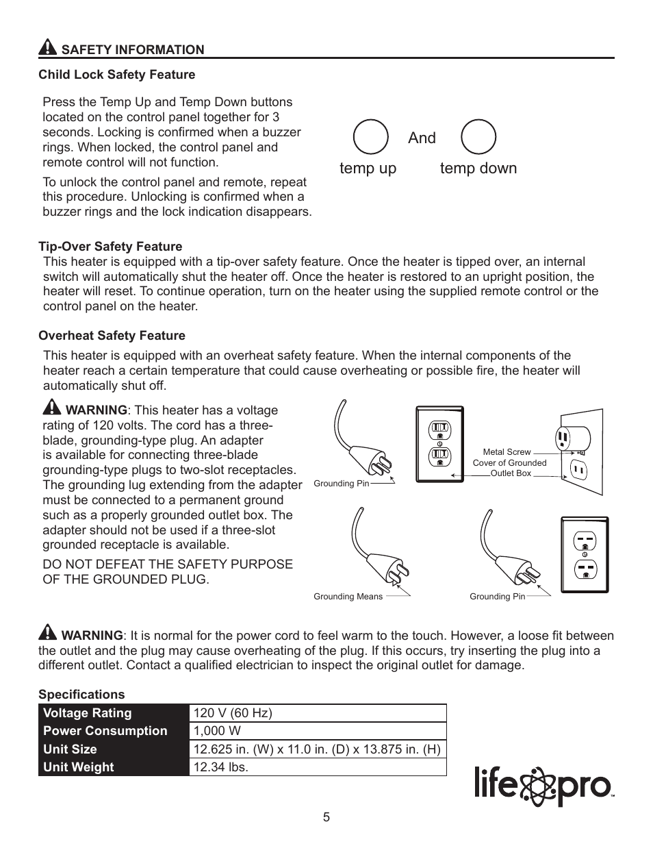 And temp up temp down | Lifesmart S-2PC-1000B User Manual | Page 5 / 15