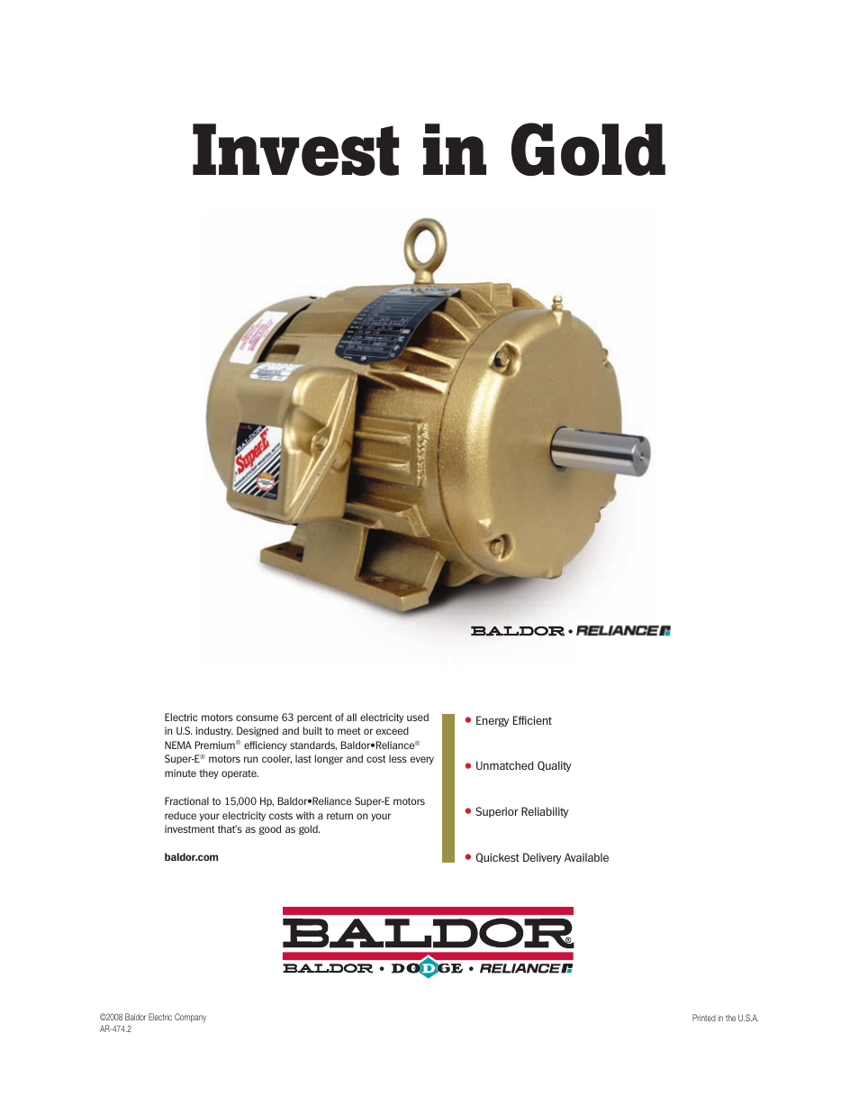 Baldor Gold AR-474.2 User Manual | 1 page