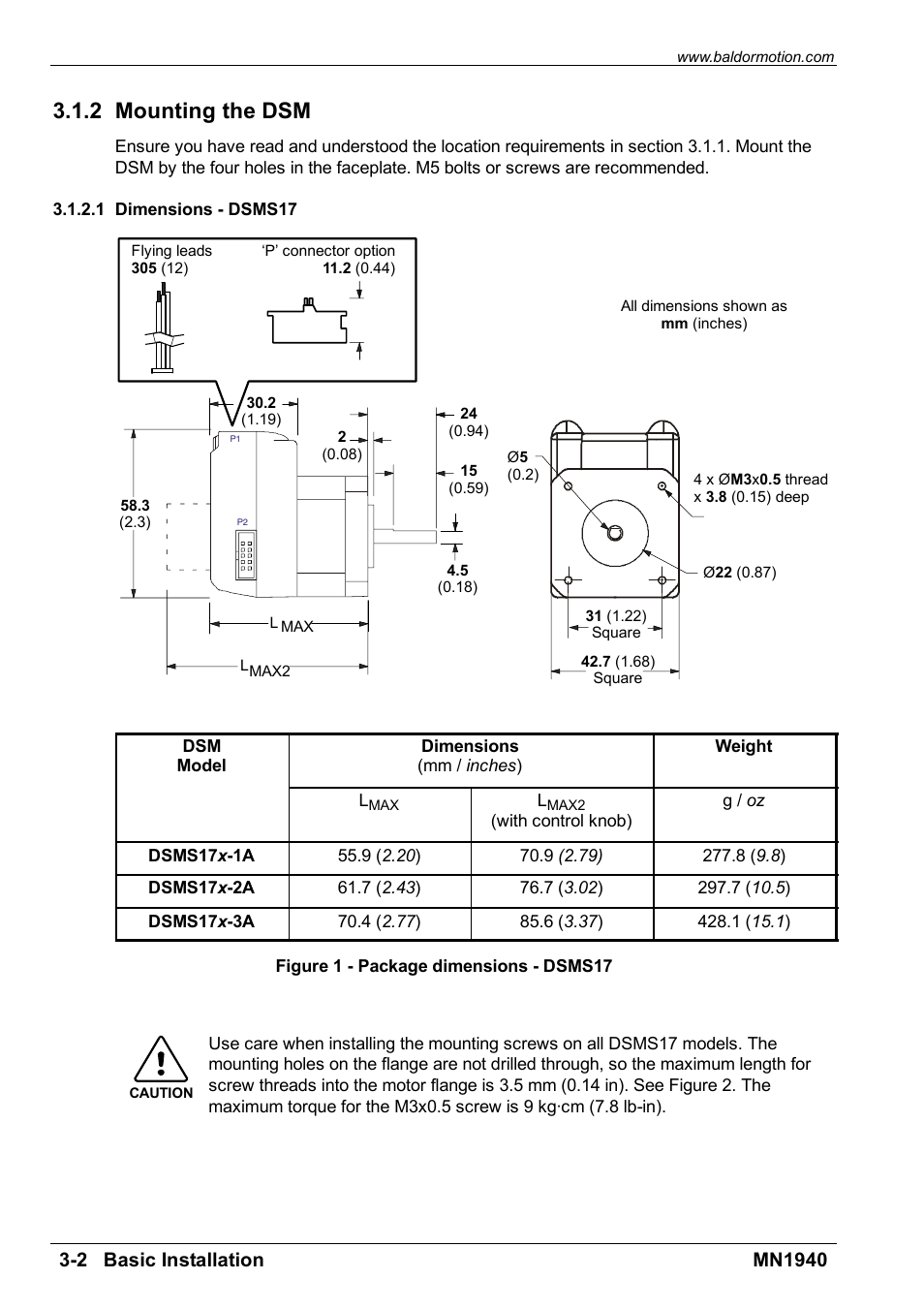 2 mounting the dsm | Baldor MN1940 User Manual | Page 12 / 50