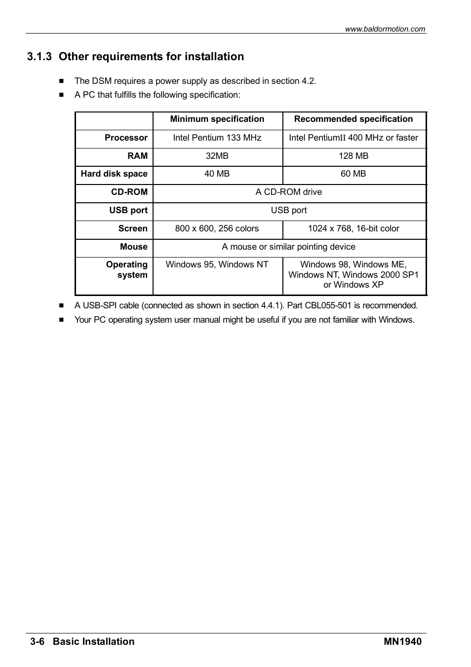 3 other requirements for installation | Baldor MN1940 User Manual | Page 16 / 50