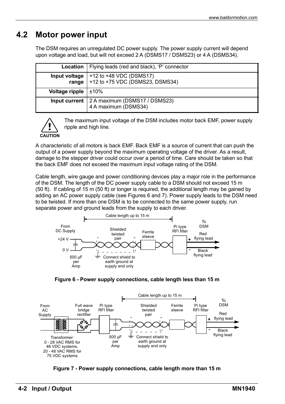 Motor power input, 2 motor power input | Baldor MN1940 User Manual | Page 18 / 50