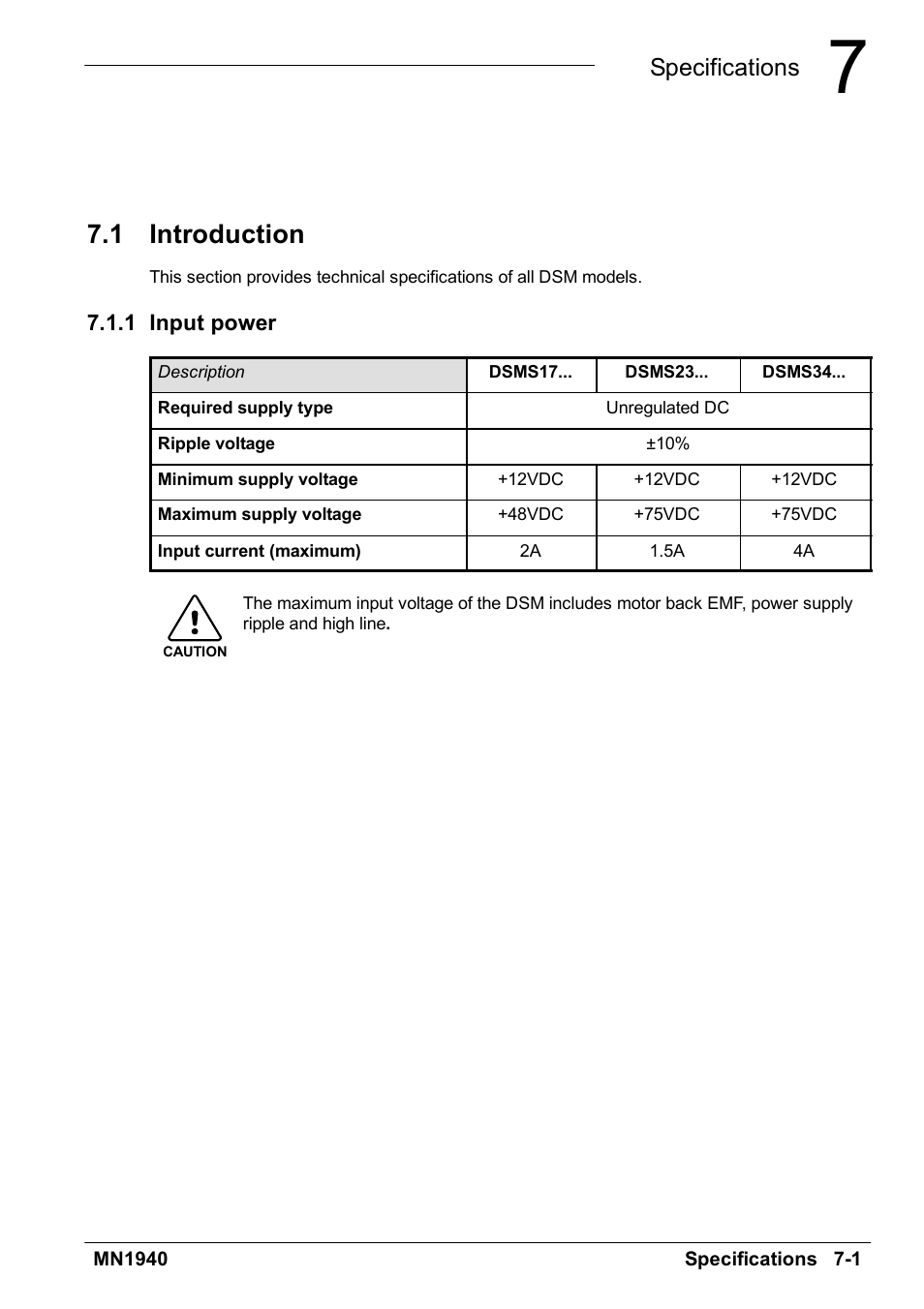 Specifications, Introduction, 1 introduction | Baldor MN1940 User Manual | Page 35 / 50