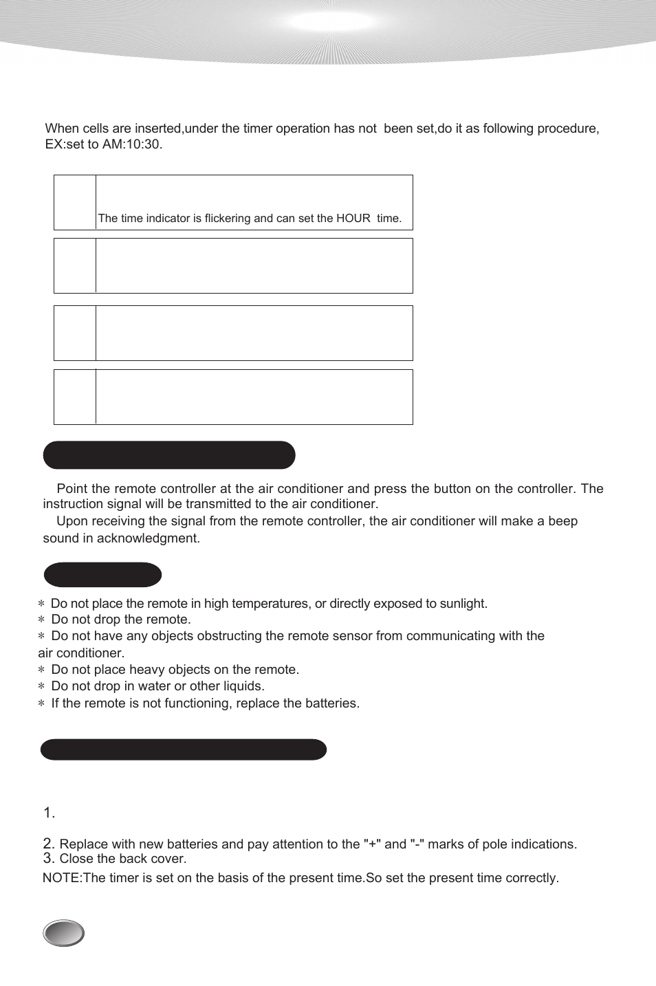 Remote control, Present time setting procedure | Lifesmart LS-12PAC User Manual | Page 8 / 19