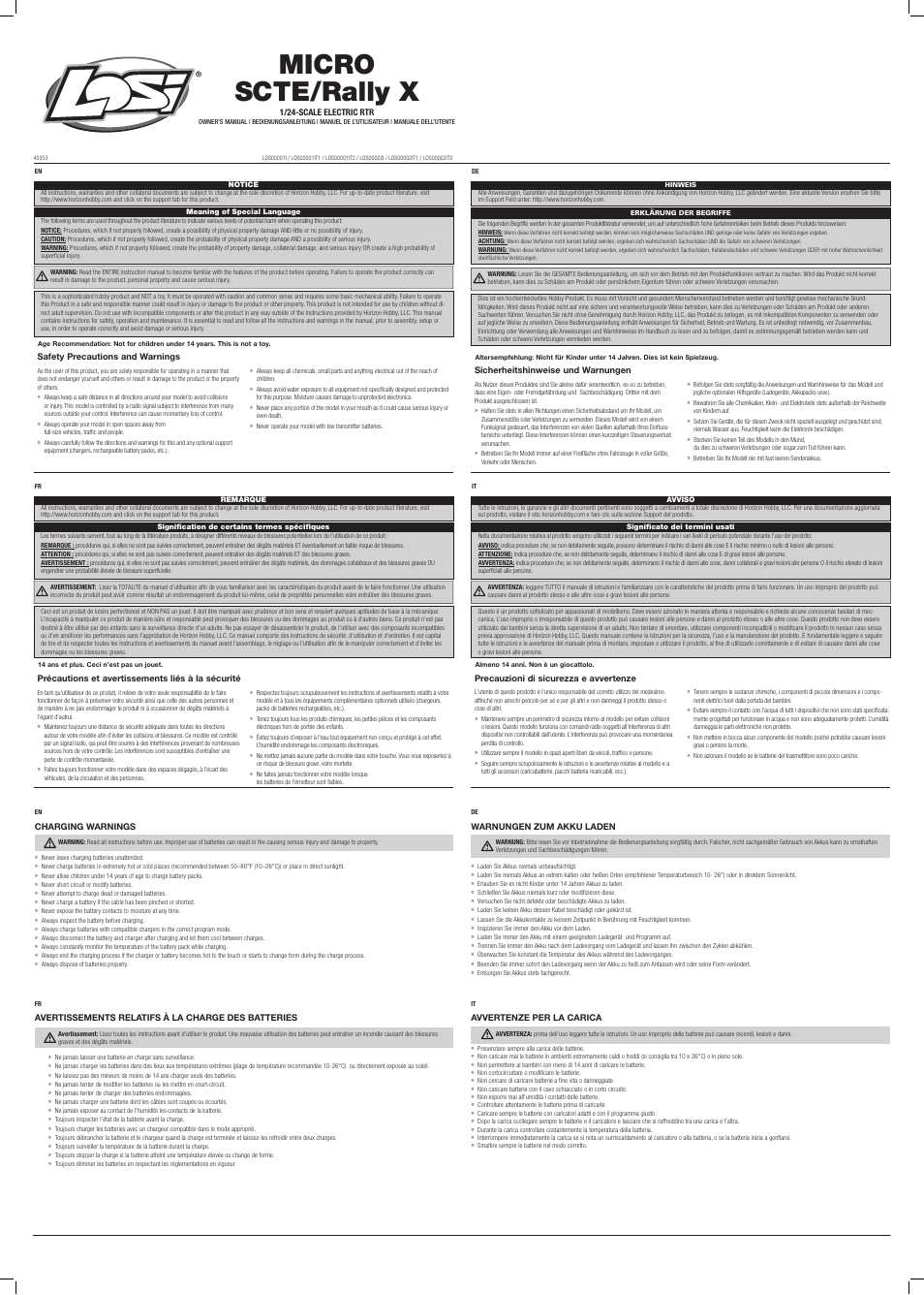 Losi 1/24 Micro SCTE 4WD RTR User Manual | 6 pages