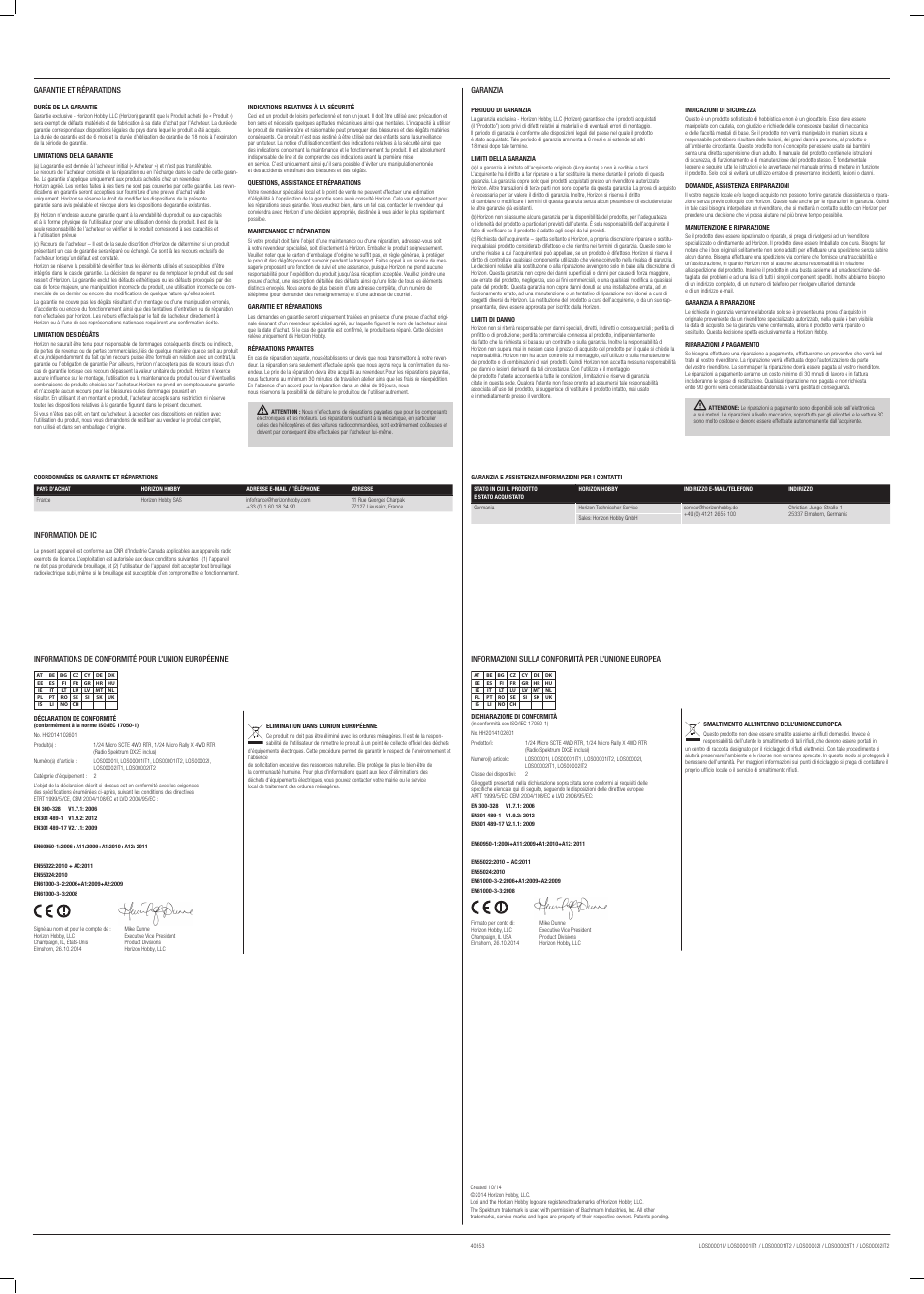 Losi 1/24 Micro SCTE 4WD RTR User Manual | Page 6 / 6