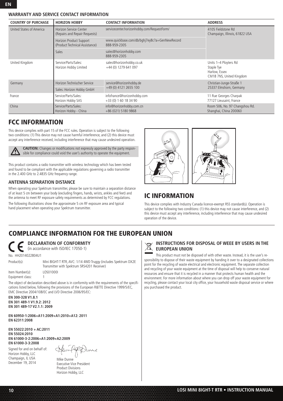 Ic information | Losi Mini 8IGHT-T RTR User Manual | Page 10 / 20
