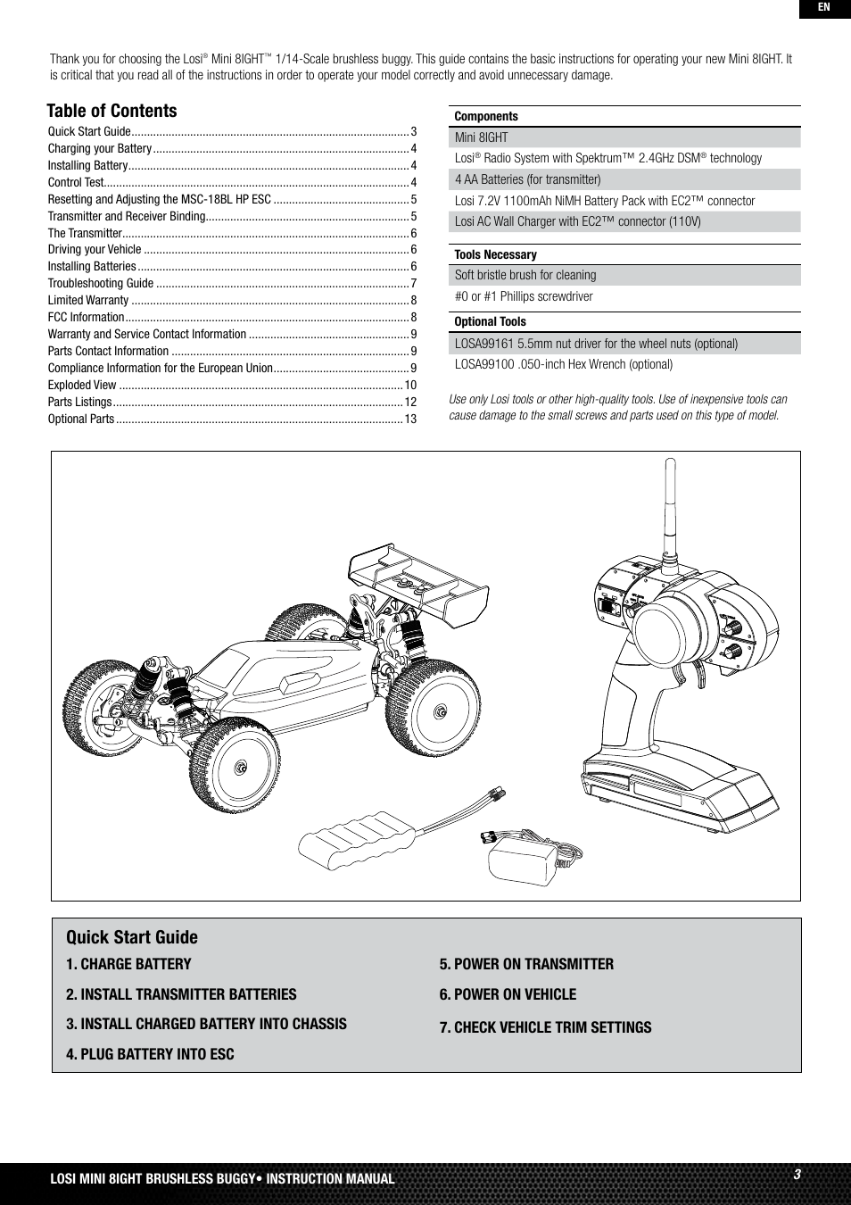 Losi LOSB0224T2 User Manual | Page 3 / 40