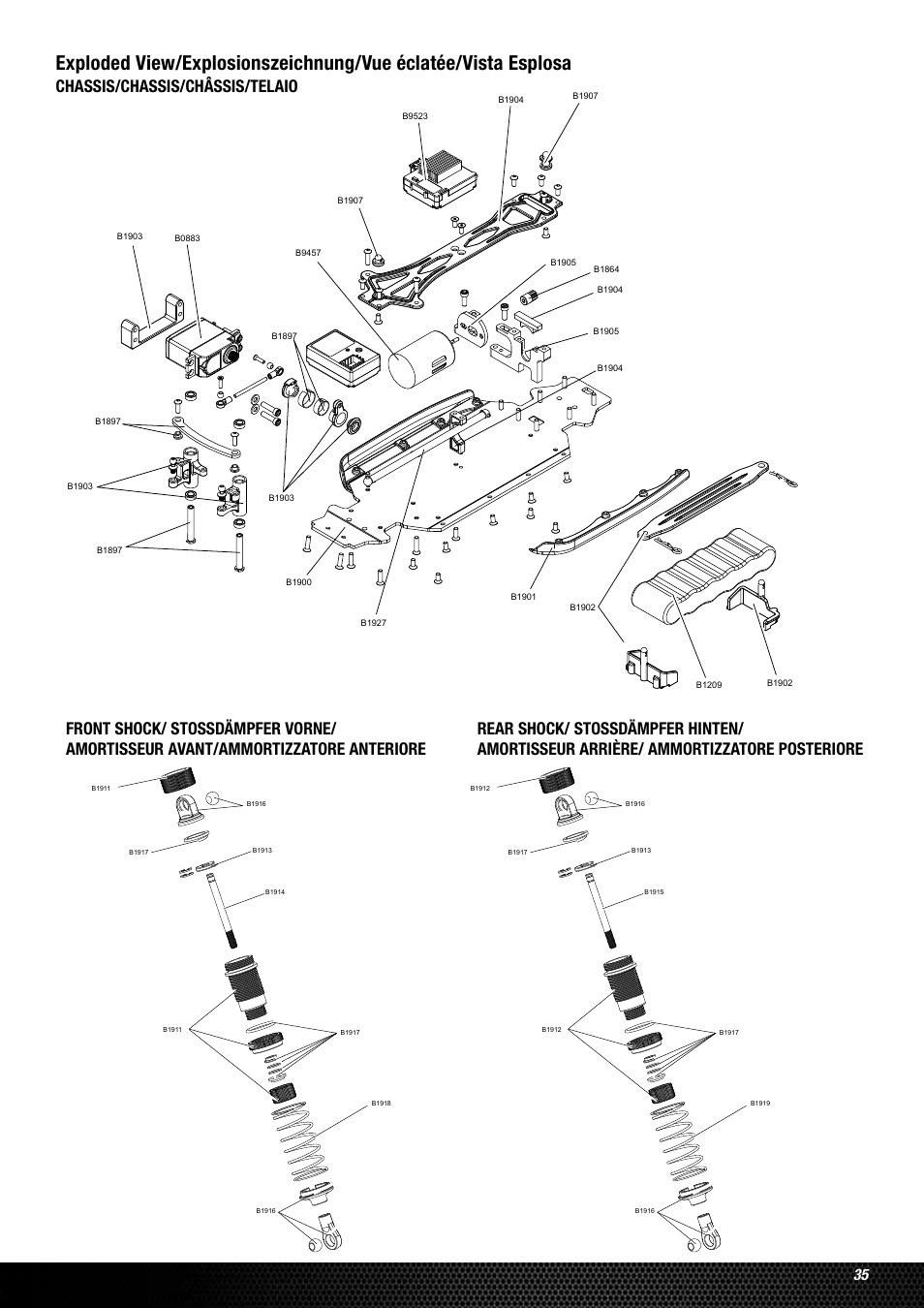Chassis/chassis/châssis/telaio | Losi LOSB0224T2 User Manual | Page 35 / 40