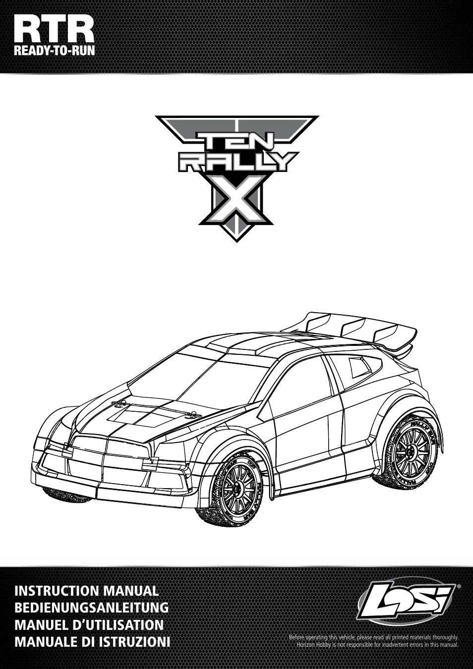 Losi LOS03000 TEN Rally-X RTR User Manual | 10 pages