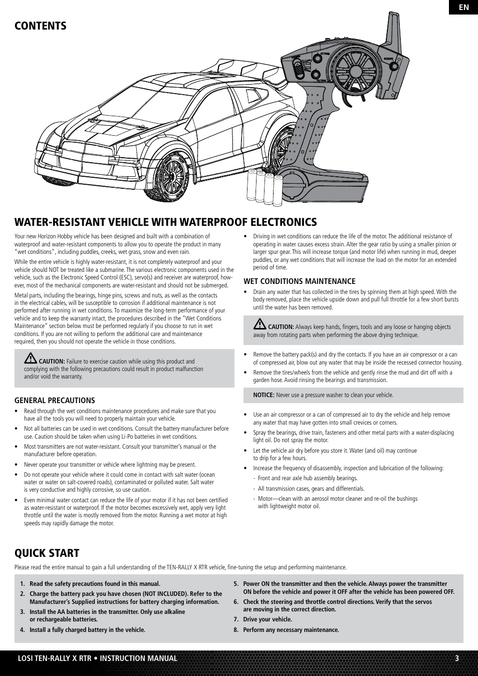 Losi LOS03000 TEN Rally-X RTR User Manual | Page 3 / 10