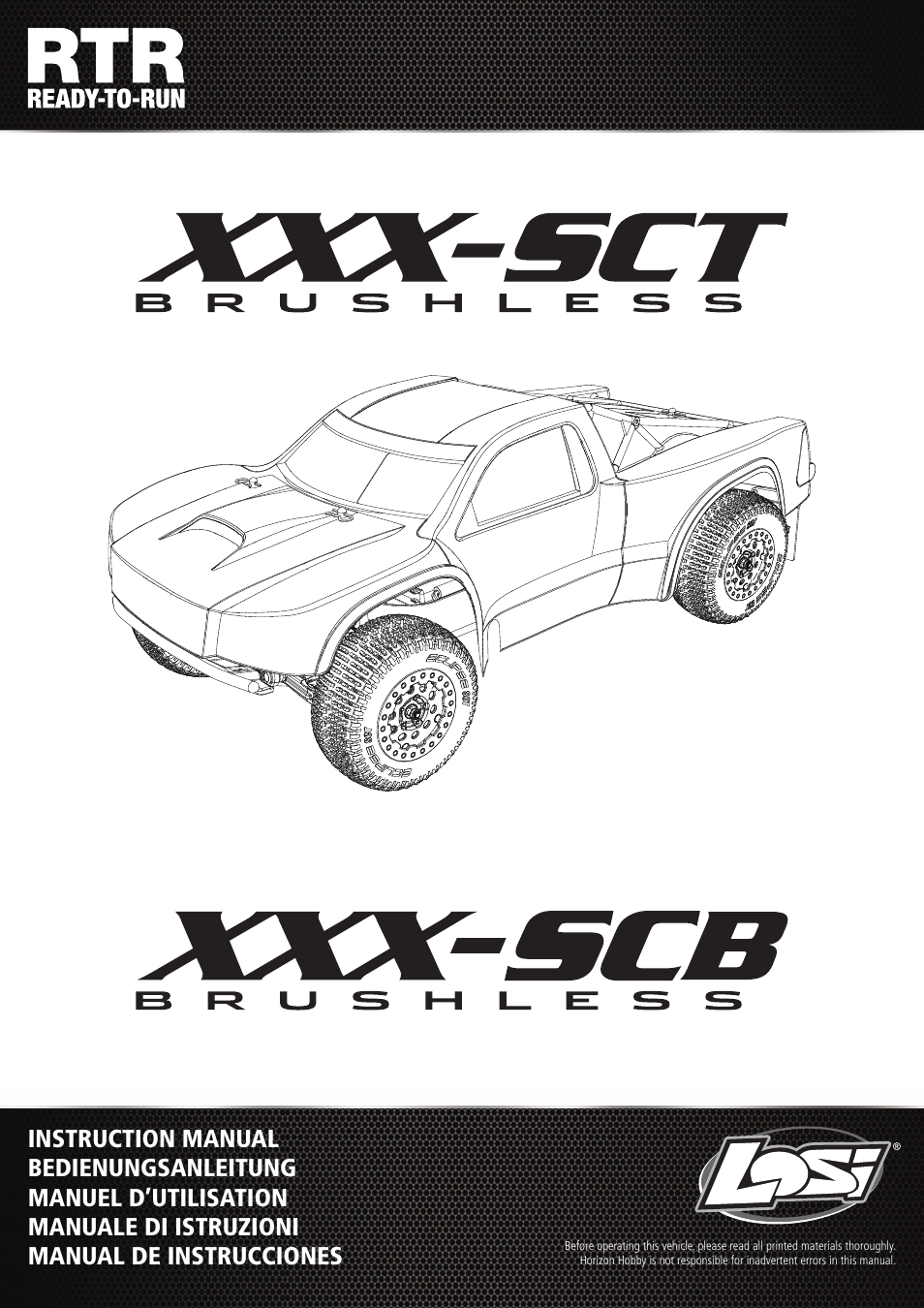 Losi LOS03003 XXX-SCB Brushless RTR User Manual | 6 pages