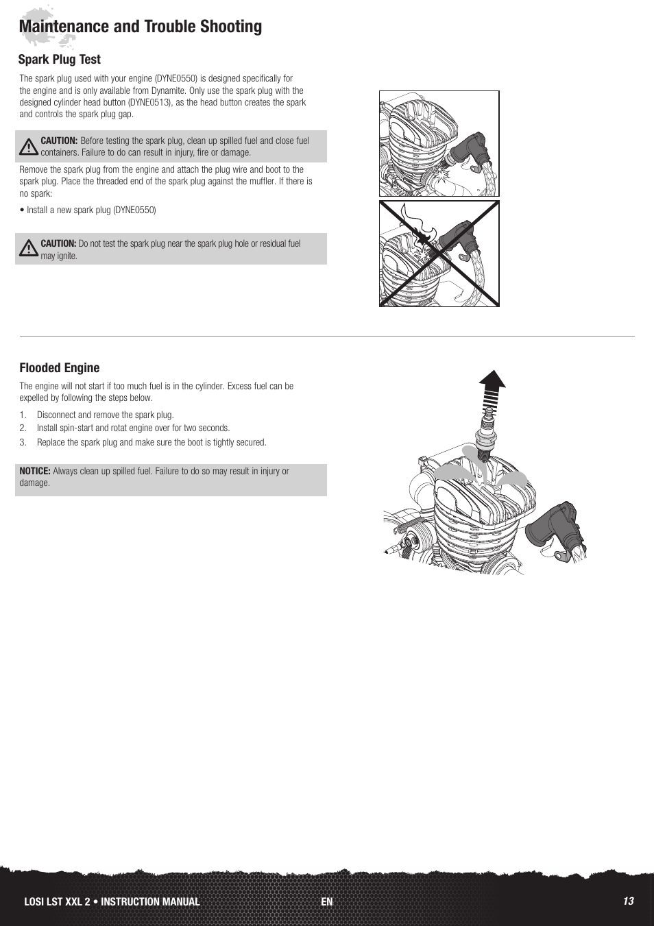 Maintenance and trouble shooting | Losi LOS04002 User Manual | Page 13 / 30