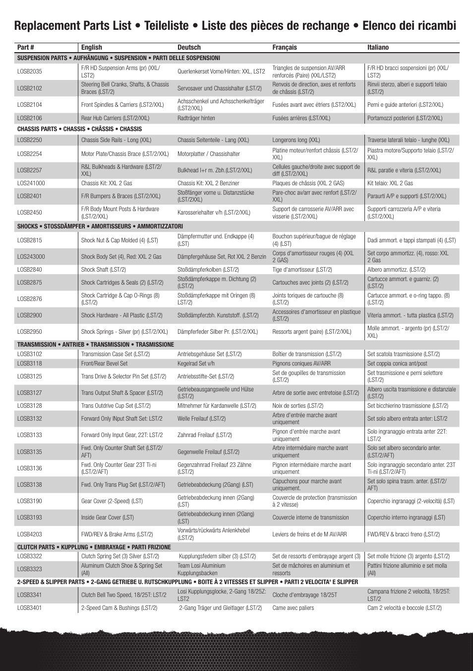 59 losi lst xxl 2 • instruction manual | Losi LOS04002 User Manual | Page 17 / 30