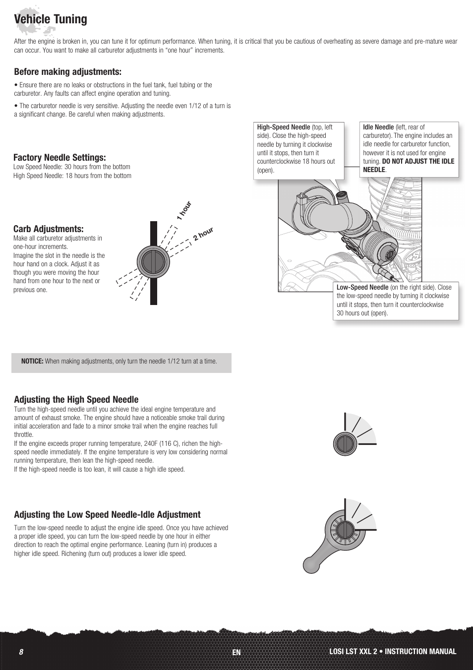 Vehicle tuning | Losi LOS04002 User Manual | Page 8 / 30