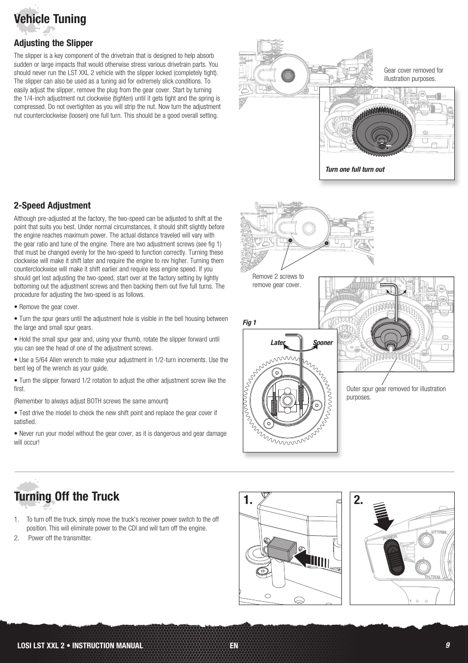 Vehicle tuning turning off the truck | Losi LOS04002 User Manual | Page 9 / 30