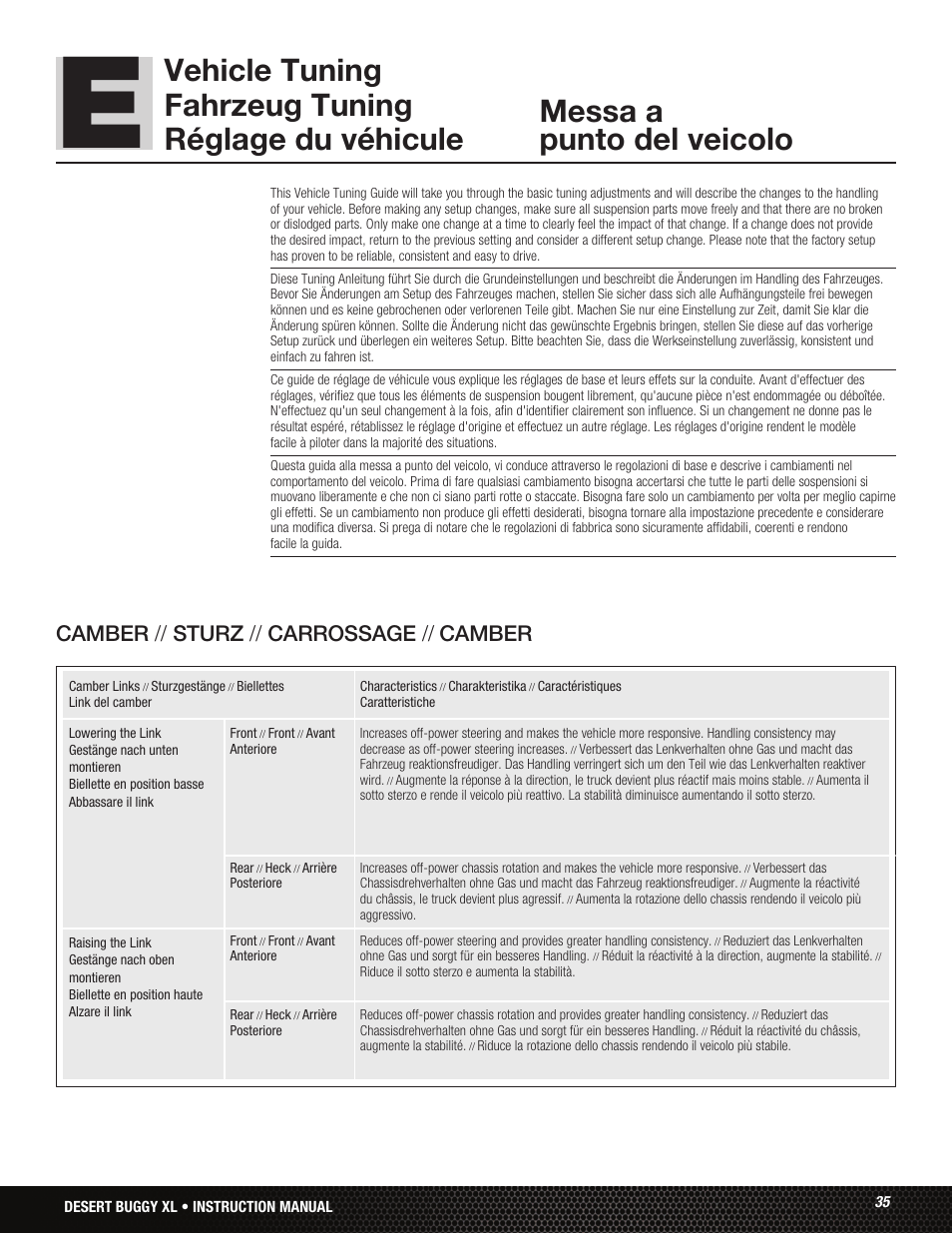 Camber // sturz // carrossage // camber | Losi LOS05001 User Manual | Page 35 / 86