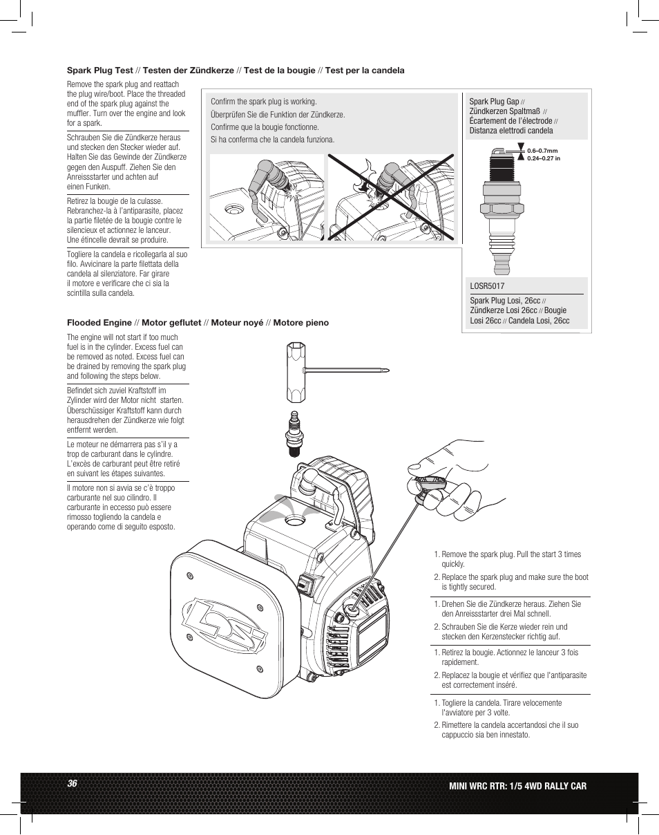 Losi LOS05007 1/5 MINI WRC 4WD Rally Car Manual User Manual | Page 36 / 60