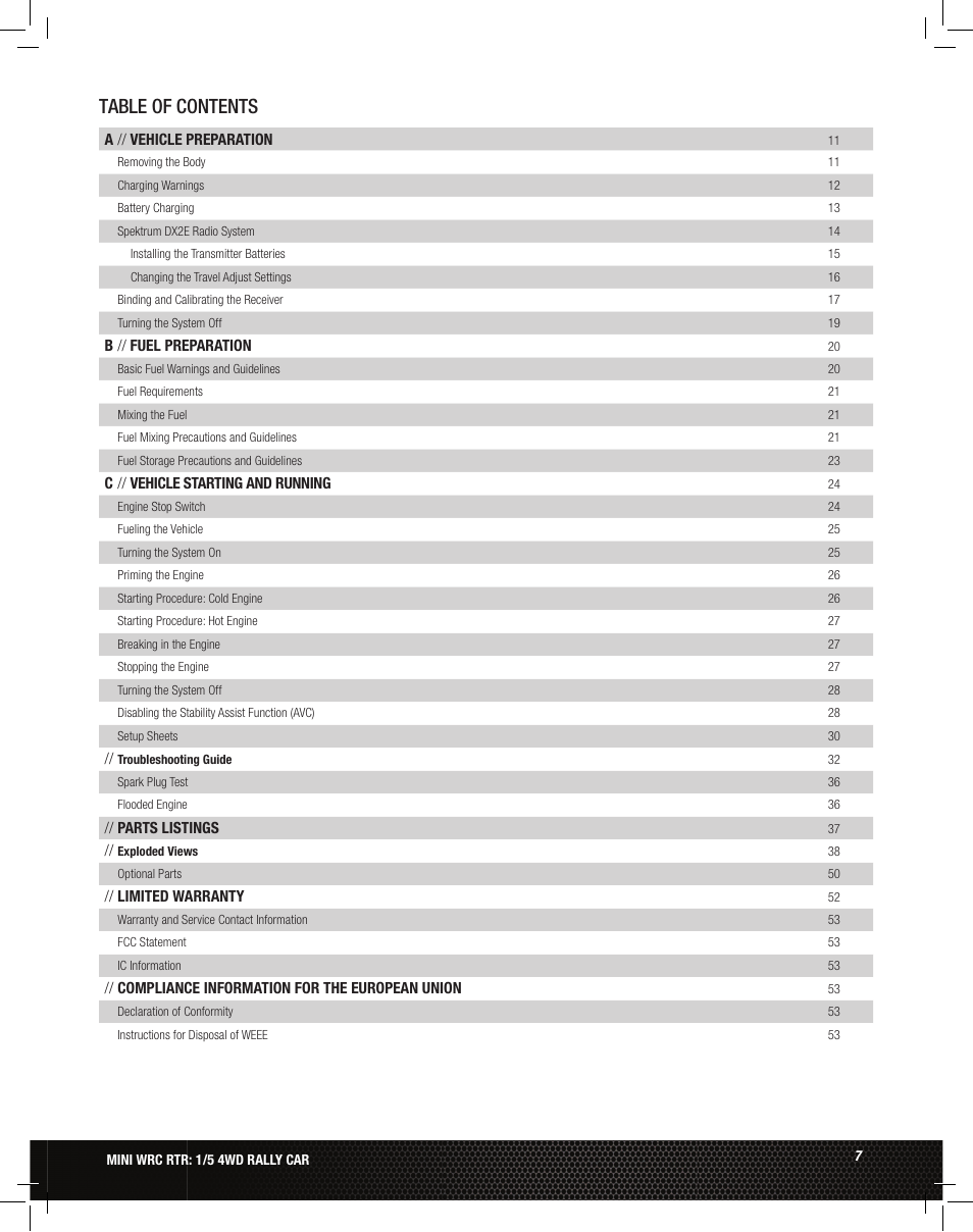 Losi LOS05007 1/5 MINI WRC 4WD Rally Car Manual User Manual | Page 7 / 60