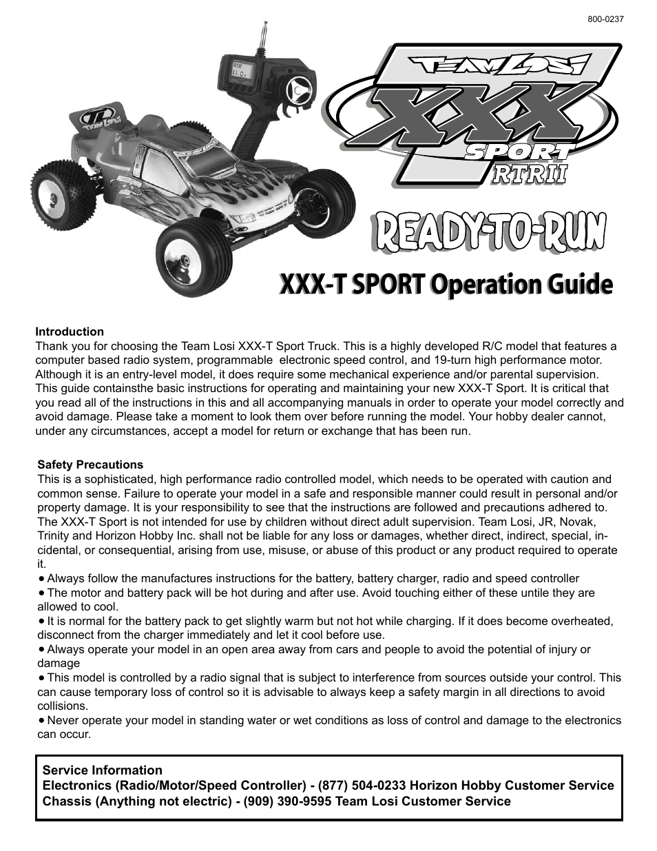 Losi LOSA0095 Operation Guide User Manual | 4 pages